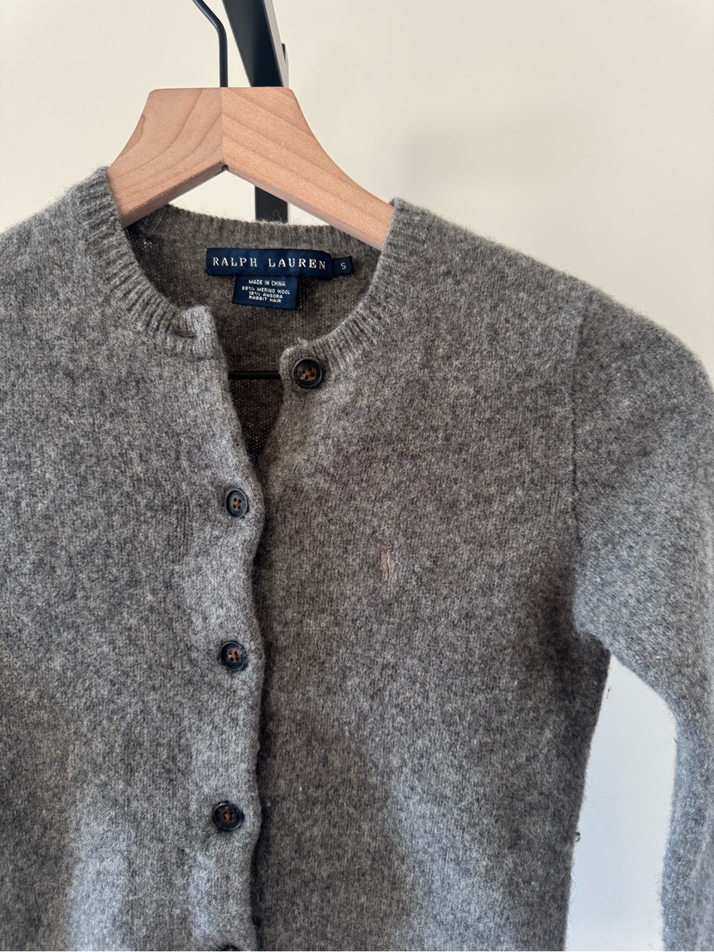 Ralph Lauren Heather Gray Wool Button-Up Cardigan - Picture 2 of 7